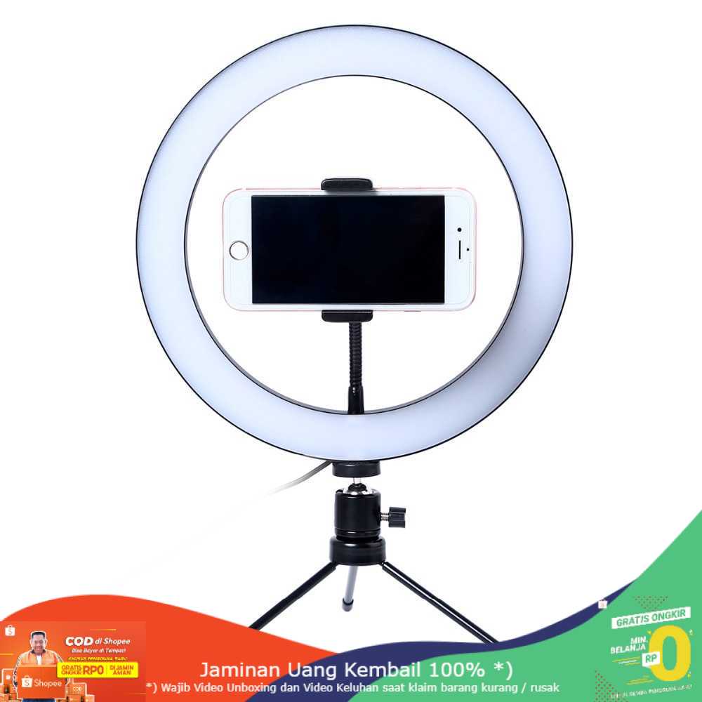 (BISA COD) RVOSTR Lacyfans Halo Ring Light LED 120 LED 10 Inch Holder+Mini Tripod RL-128