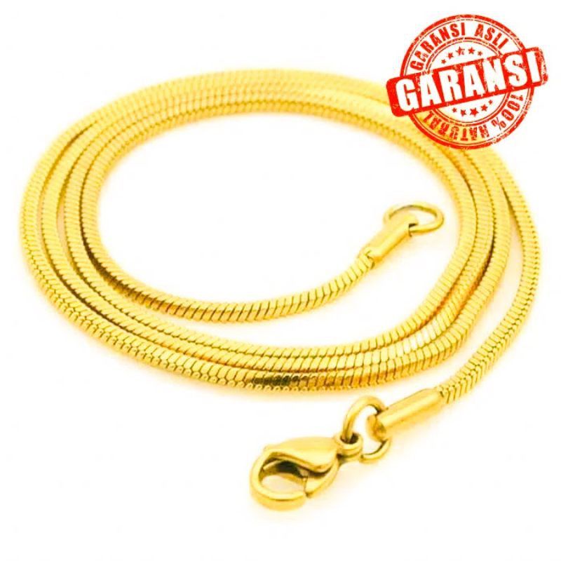 Kalung kotak titanium gold tidak berkarat bagus