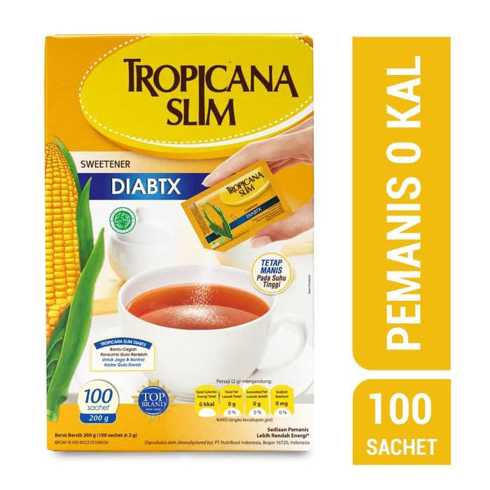 

Best Seller - Tropicana Slim Sweetener Diabtx (100 Sachet)