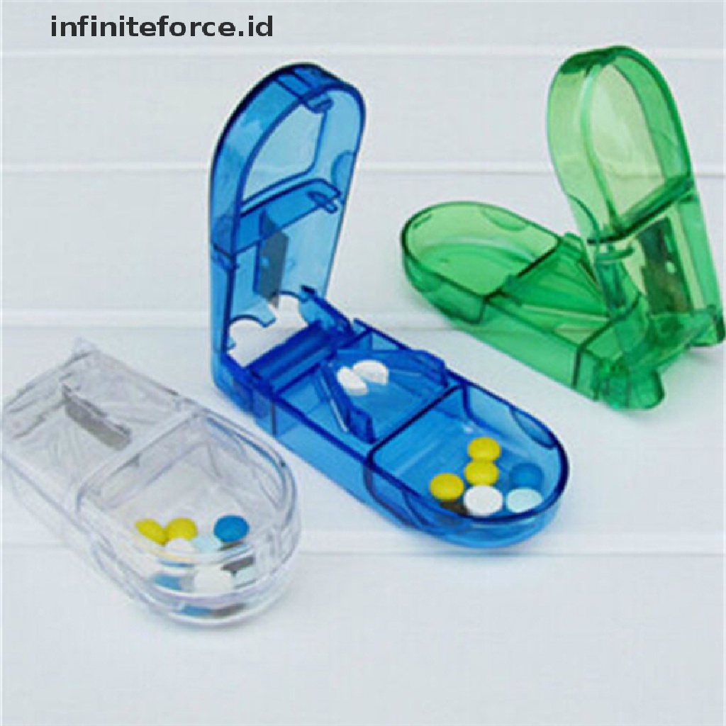 (Infiniteforce.Id) Kotak Organizer Obat Pil / Tablet Dengan Pemotong