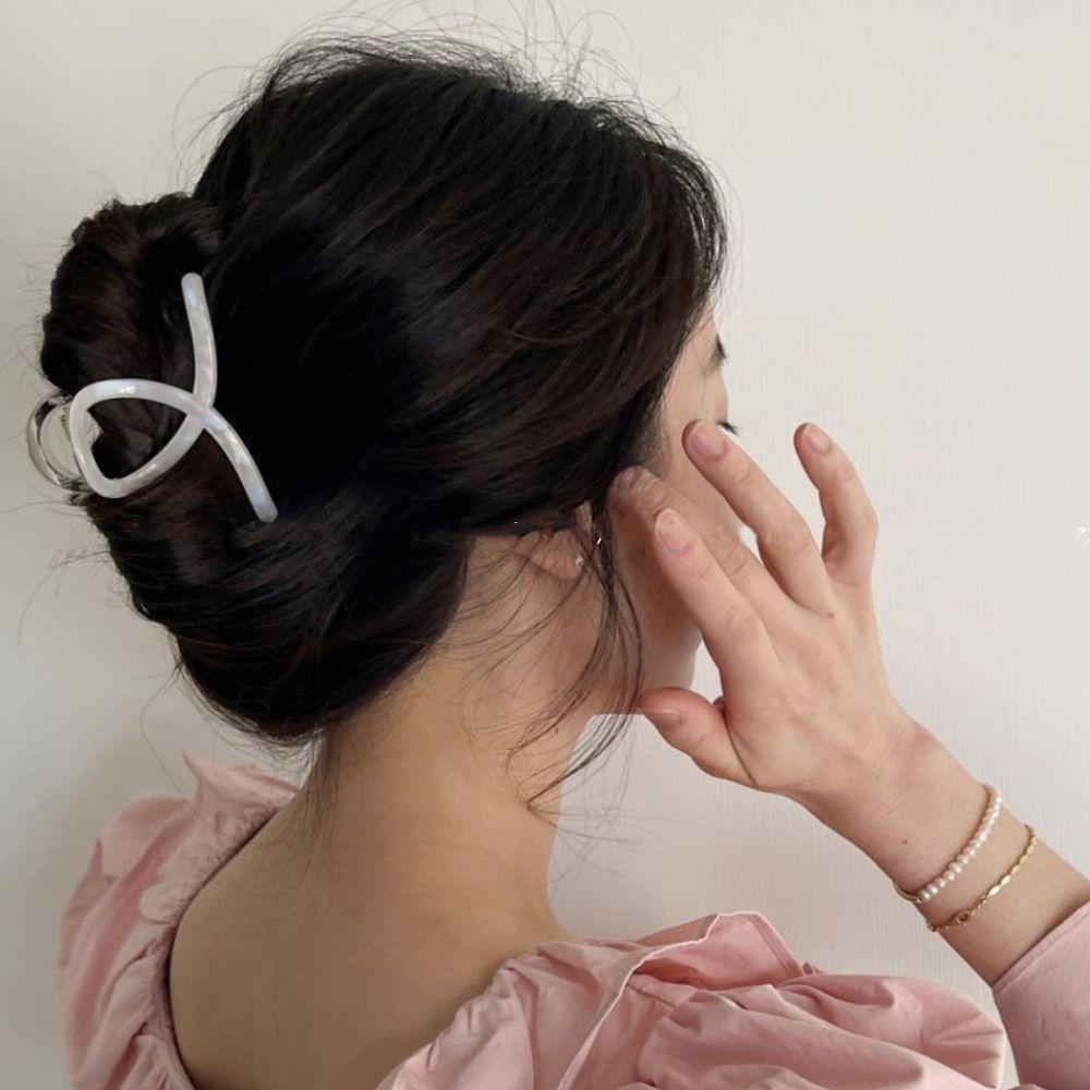 Needway  Wanita Cakar Rambut Elegan Hiasan Kepala Rambut Jepit Silang Asetat Temperamen Ponytail Holder