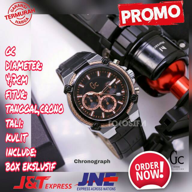 JAM TANGAN GC PRIA ORIGINAL TALI KULIT ANALOG CHRONO AKSESORIS FASHION PRIA PREMIUM LEATHER ORI HC