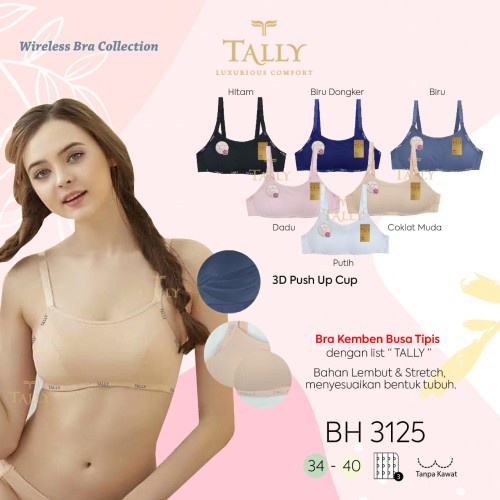 TALLY BRA BH KEMBEN 3125 I TANPA KAWAT I BUSA TIPIS I SIZE 34-40 I