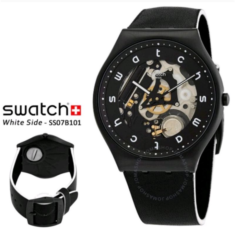 Jam Tangan Pria SWATCH Skin SS07B101 WHITE SIDE Original MAP
