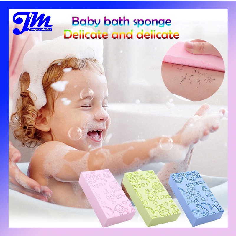 [Ready Stock] Spons Daki Baby Bath Sponge Daki Busa Mandi Lembut Spon Pengangkat Perontok Daki Bayi 