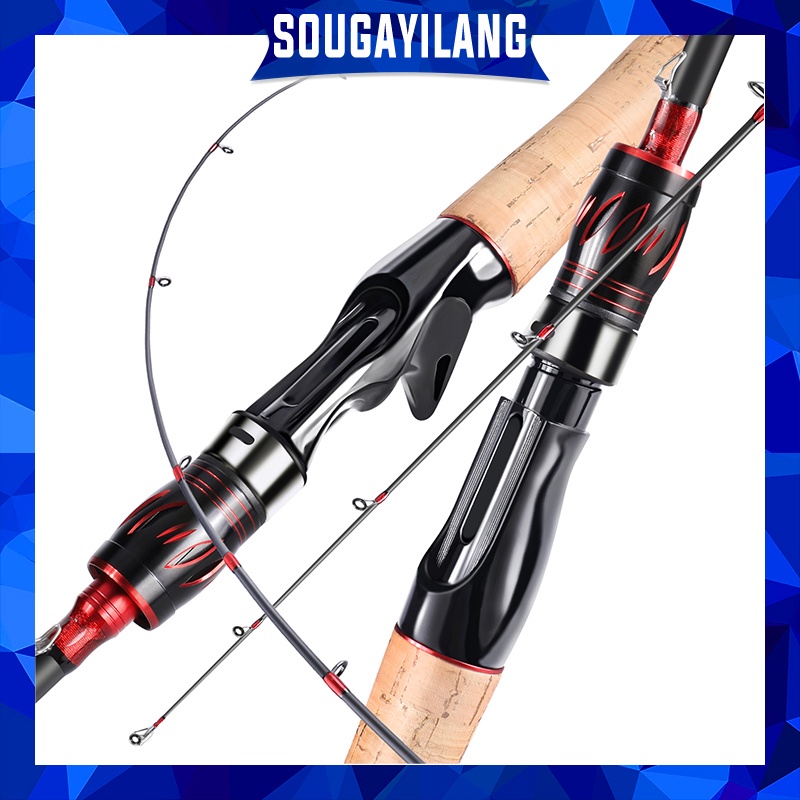 Serat Karbon Spinning Casting Spinning Rod M Power Light 2 Bagian 1.65 m Eva Menangani Baitcasting Fishing Rod 6-12LB untuk Air Asin Sungai Air Tawar Danau Memancing Ikan Mas