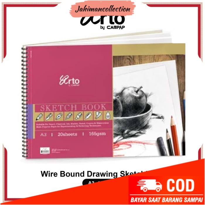 

✨ BISA COD ✨ Buku Sketsa Arto A3 165gsm Wire Bound Drawing Sketchbook