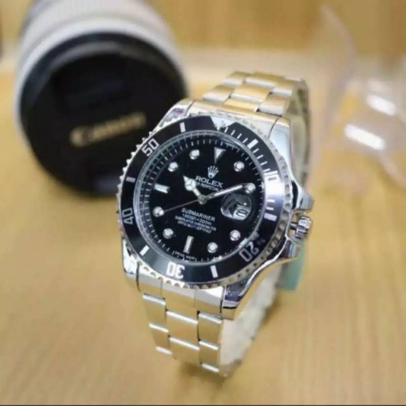 (Cod)Jam Tangan Pria Rolex Submaniner Jarun Mesin Batrai Strap Rantai/Stell(Dikirim Jakarta)