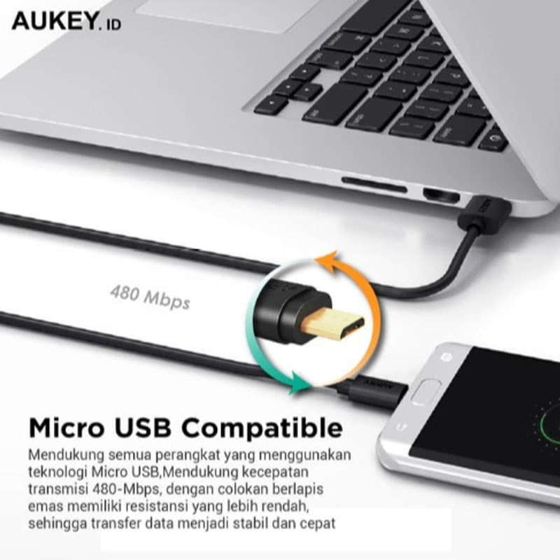 Aukey CB-MD3 Cable 3 in 1 Micro USB 2.0 Gold Plate Isi 3 PCS CBMD3