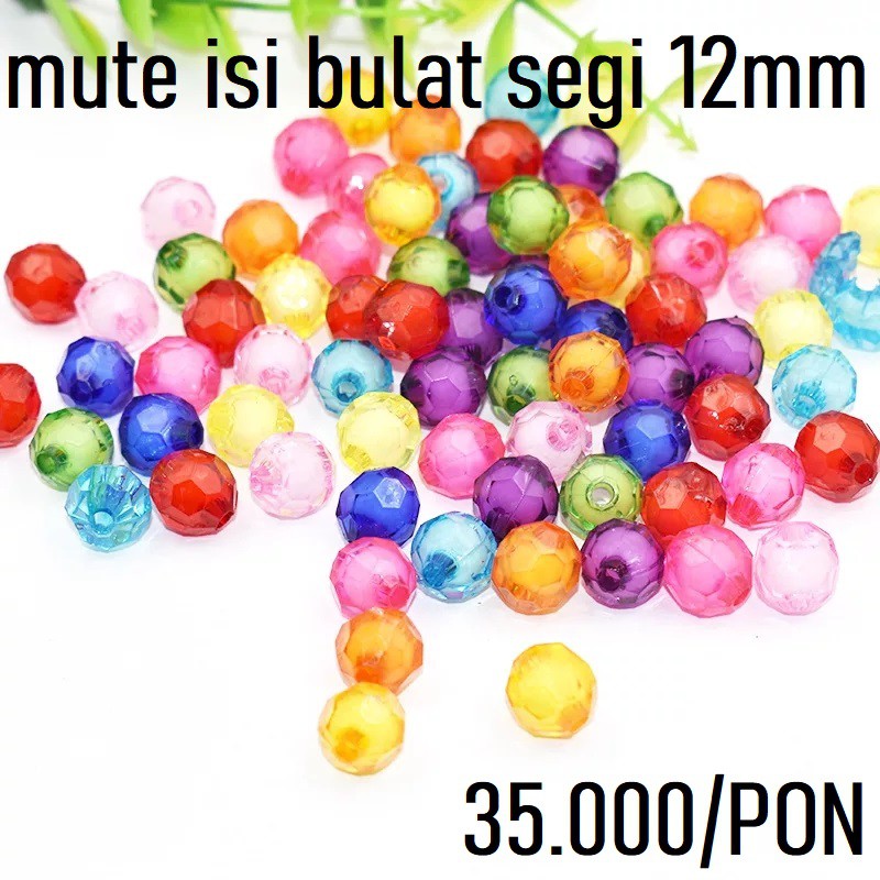 mote isi bola dunia segi 12mm/harga pon