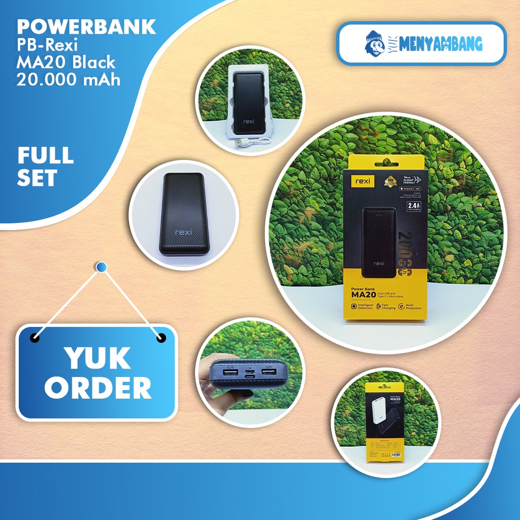 43055 | PB-Rexi MA20 Black 20.000 mAh | Powerbank Rexi MA20 20.000 mAh Type-C + Micro Input Dual USB