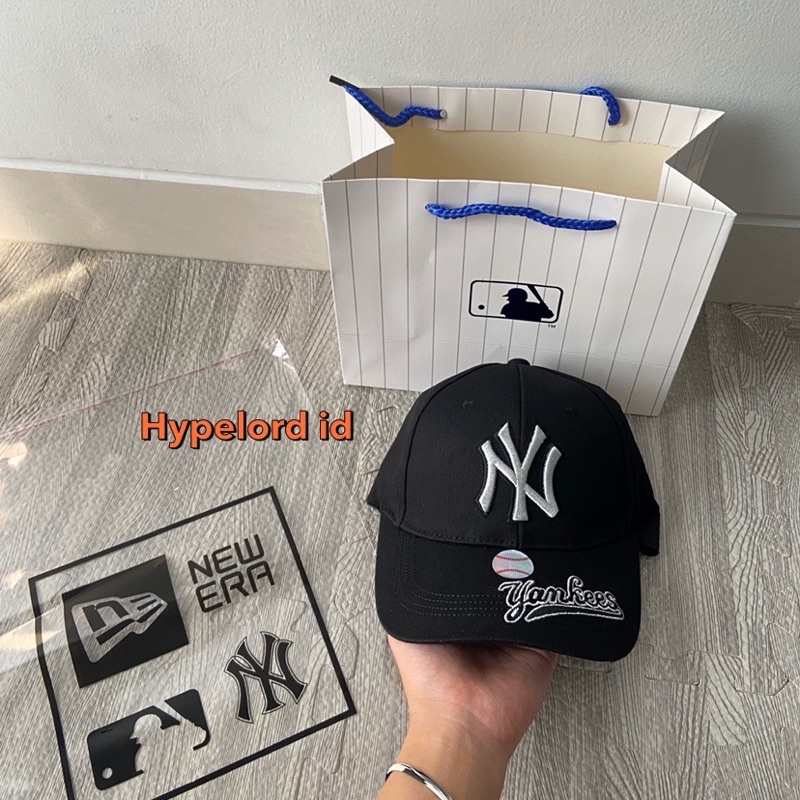 Topi Ny NewYork Cap Hitam logo Silver Yankess Font