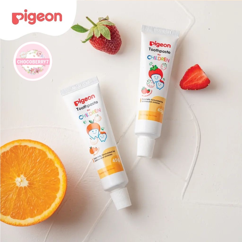 Pigeon Toothpaste 45gr / Pasta Gigi Anak Bayi 45 gr / Odol Rasa Strawberry Orange