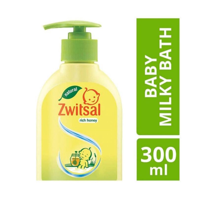 Zwitsal Baby Milky bath RICH HONEY PUMP 300ml/Sabun mandi bayi 300 ml