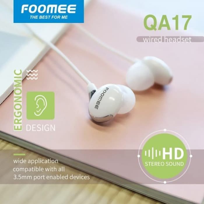 Promo Handsfree Earphone FOOMEE QA17 Original Foomee 6D stereo Sound Headset Baru