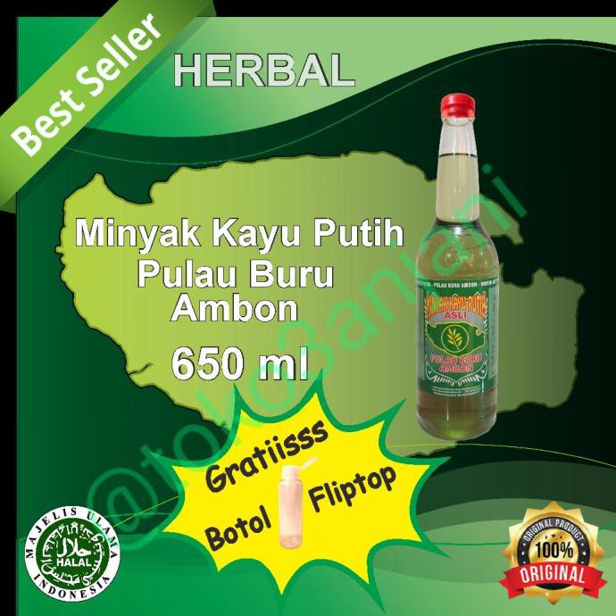 

MINYAK KAYU PUTIH ASLI PULAU BURU-AMBON, BERSERTIFIKAT HALAL MUI 650ML