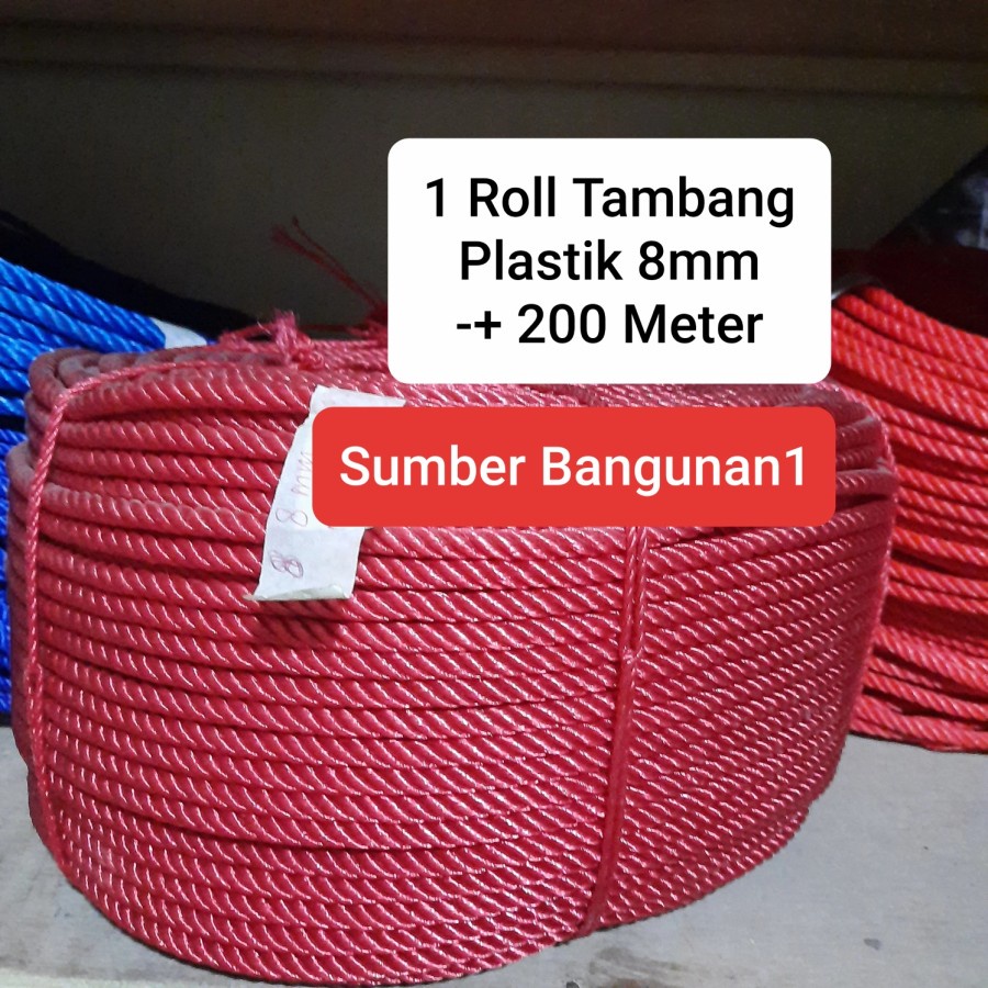 Tali Tambang Plastik 8mm Roll 1 Rol tali ikat mobil bangunan 8 mm