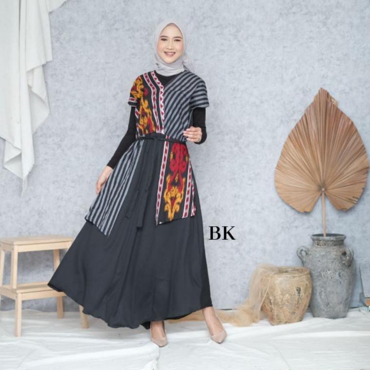 Stok's terupdateh COD--GAMIS ETNIK MOTIF TENUN AFIA BATIK KAMPUS/GAMIS BATIK/TUNIK BATIK J7Z07 super