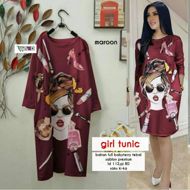 Girl tunik//tunik kekinian//blouse long//