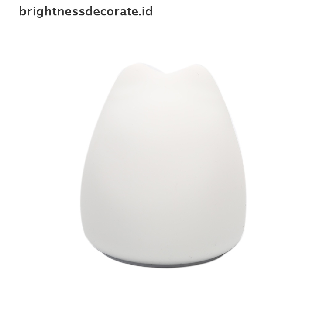 Lampu Malam LED 7 Warna Bentuk Kucing Bahan Silikon Dengan Sensor Sentuh Untuk Anak