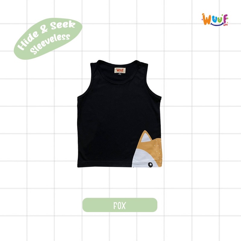 SLEEVELESS BABY/KIDS HIDE N SEEK WUUFKIDS /KAOS KUTUNG BAYI/ANAK 100% COTTON