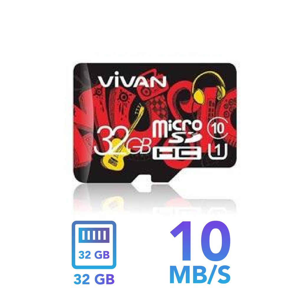 Micro SD V32U10 32G Class 10 TF Card - Black + Red - Garansi Resmi 1 Tahun