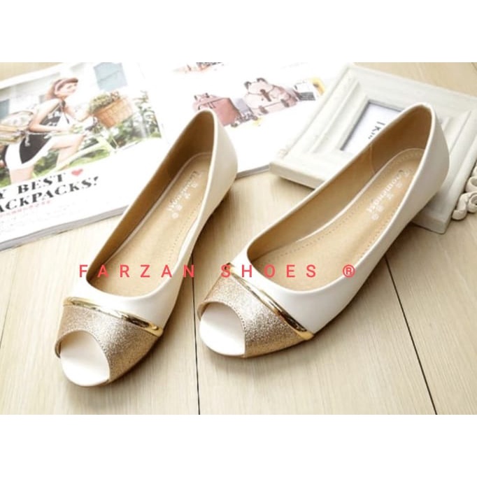 COD BEST SELLER FLATSHOES WANITA BUSTONG GLOSSY HRN 01