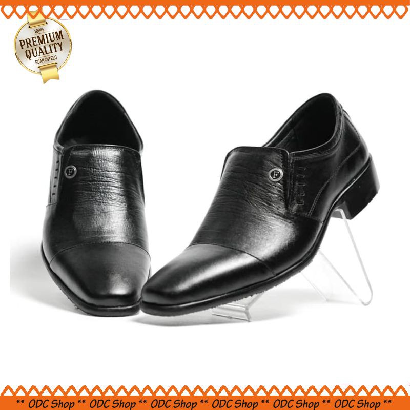 Sepatu Pria Pantofel Formal Slip On Original Fordza kulit Asli F7004 - Hitam 39