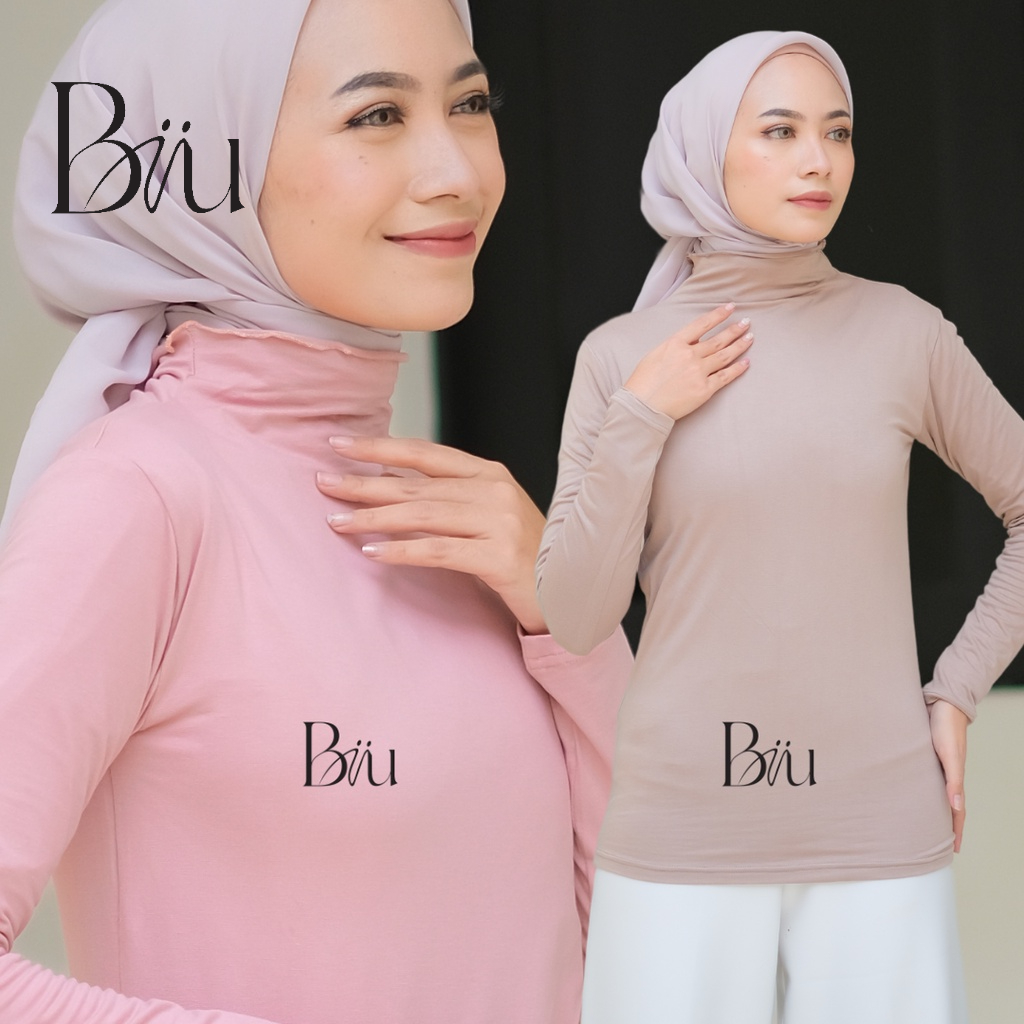 Biiu Kaos Inner Manset Wanita Turtleneck Body Fit Tangan Panjang Premium