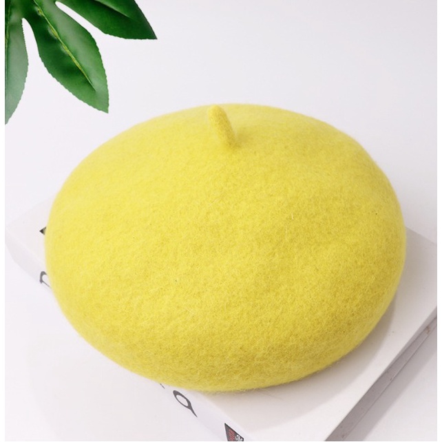 WINTER AUTUMN KIDS WOOLEN BARET HAT TOPI ANAK MUSIM DINGIN-Yellow