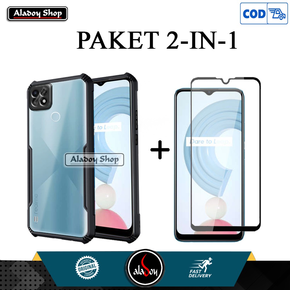 Case Realme C21 2021 New Casing + Tempered Glass Full Layar