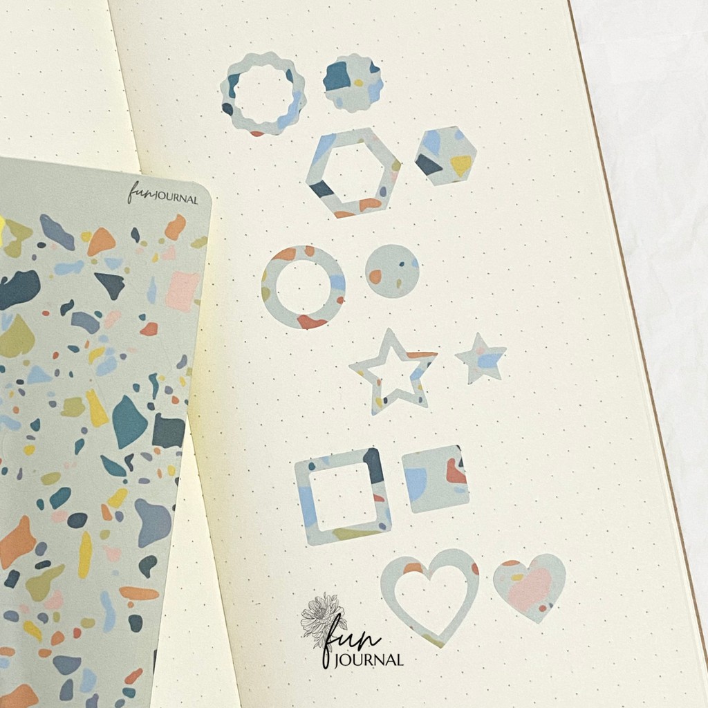 

TERRAZZO DOUBLE LAYER 6 SHAPE STICKER STIKER SHEET UNTUK JOURNAL JURNAL PLANNING PLANNER SCRAPBOOK DIY BUJO