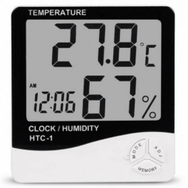 Taffware Digital Multifunction Temperature Humidity Meter + Clock Date Calender HTC-1 putih Grab