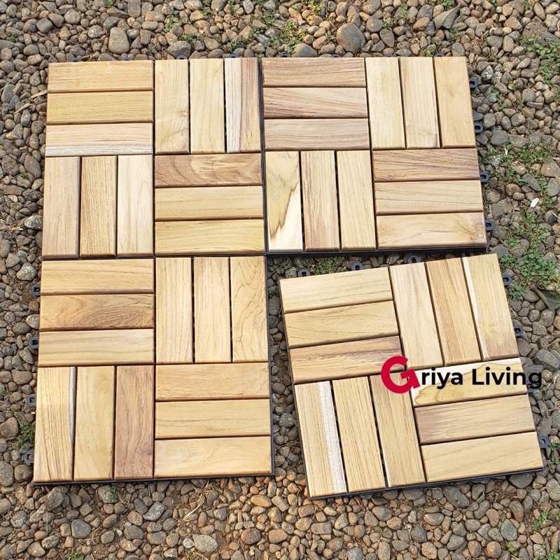 lantai parquet kayu jati - flooring - decking tile - ubin kayu jati