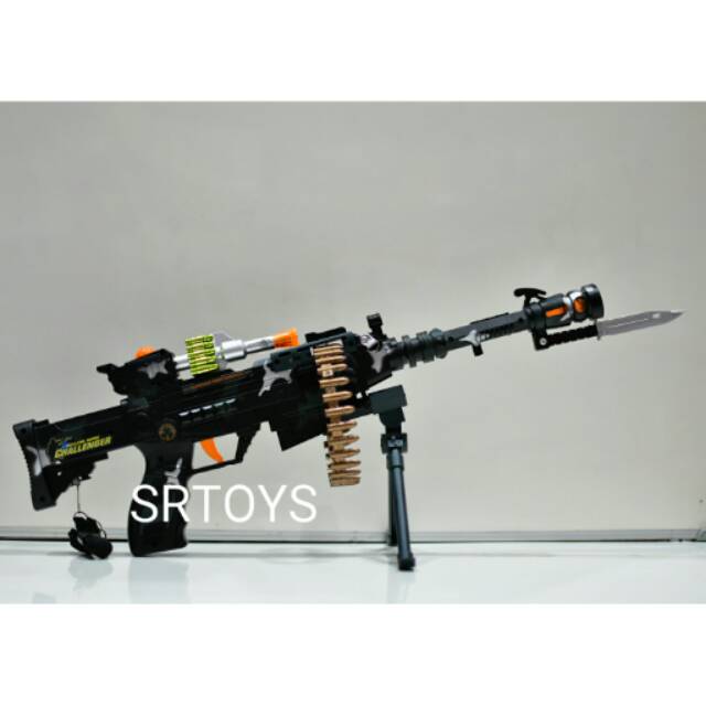 Mainan anak tembak nyala lampu dan suara combat gun