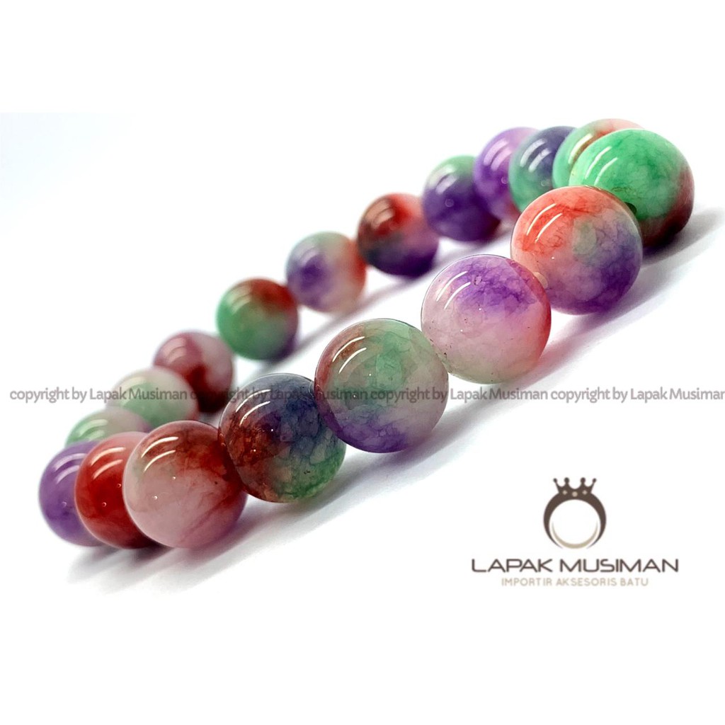 [Bayar di Tempat] Gelang Batu Giok Panca Warna