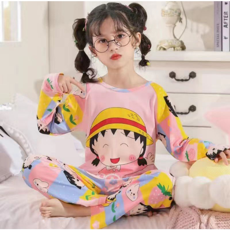 BAJU TIDUR ANAK PEREMPUAN SETELAN UMUR 3-12 TAHUN PIYAMA IMPORT C18-C3