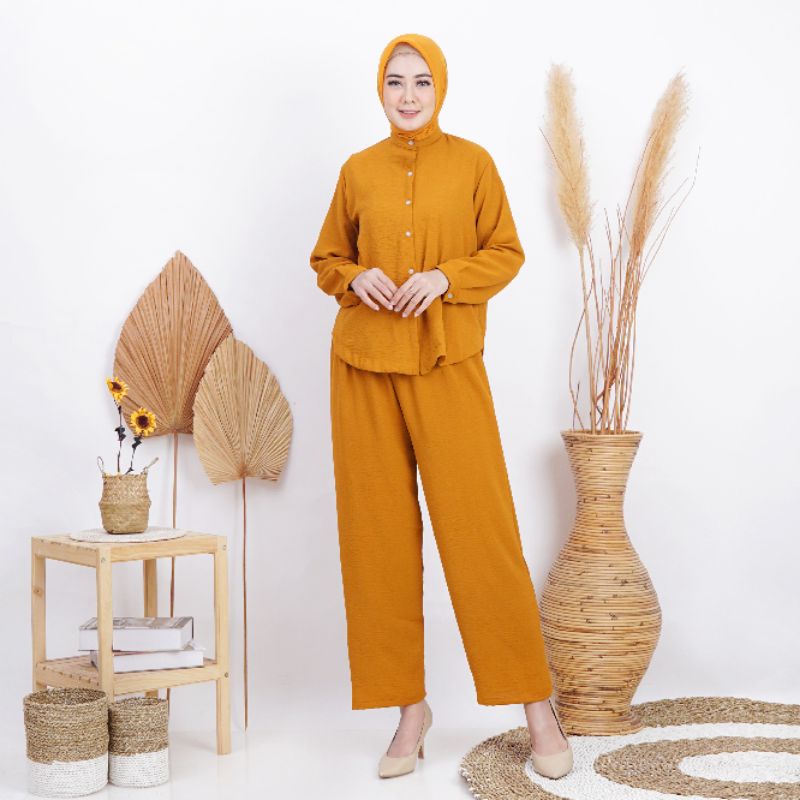 Kemeja setelan busui lengan panjang | Setelan kemeja wanita polos | kemeja set rayon