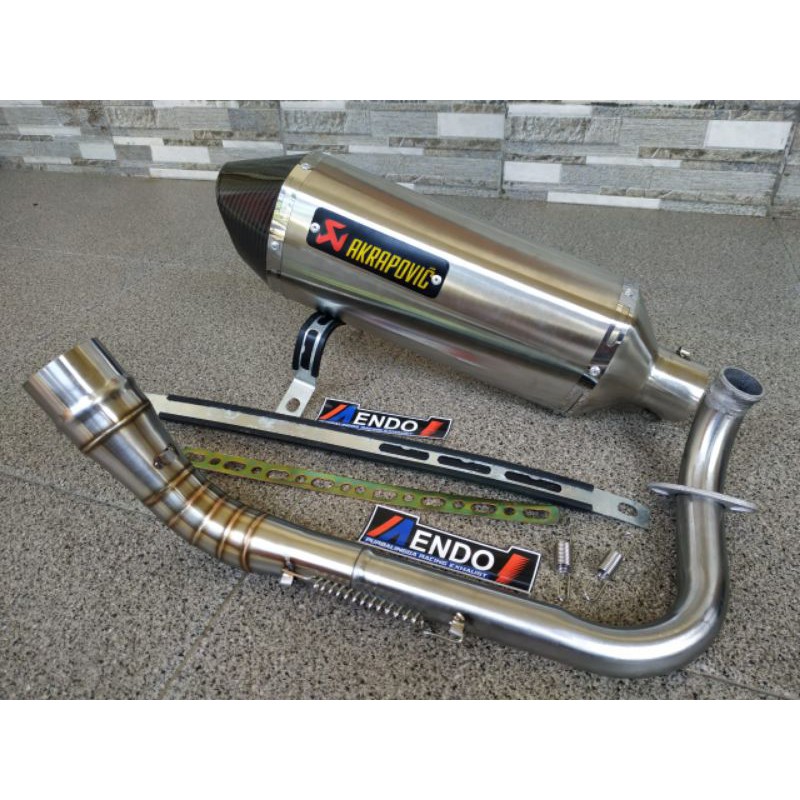 Knalpot Racing Akrapovic layang NMAX AEROX ADV GENIO PCX VARIO XMAX MIO SCOPY BEAT DLL-Titan/silver
