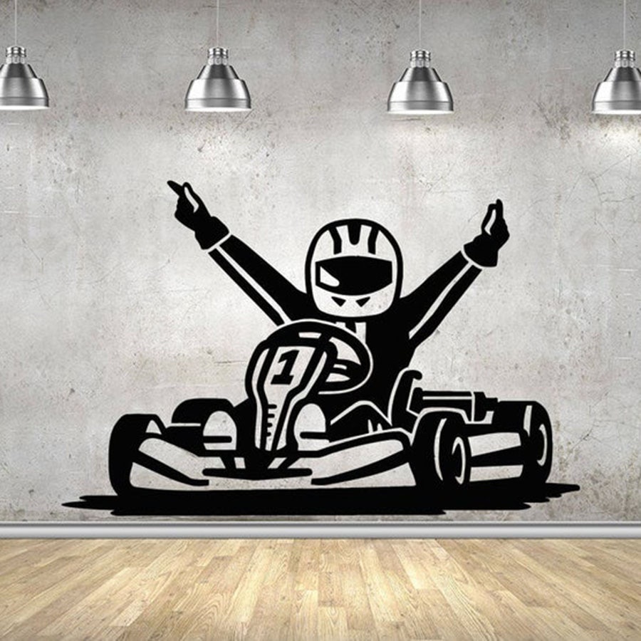 Stiker Dinding Kamar Tidur Anak Racing Car Wall Decal Bedroom Game Room House Decor Vinyl Sticker