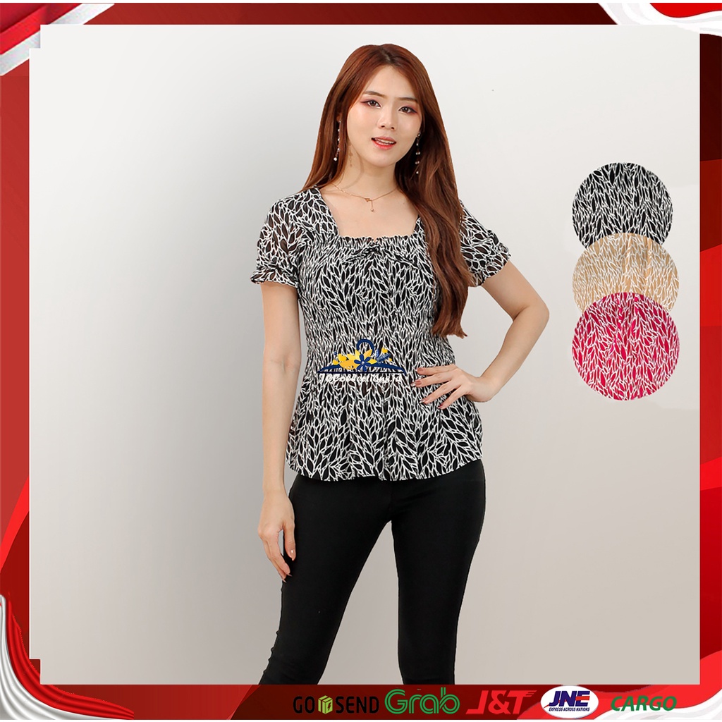 Blouse Wanita Korea Style sifon Plisket Corak Kailly JCCollections