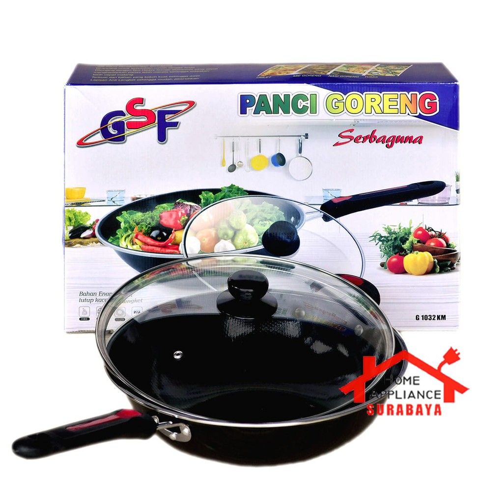 Panci Wajan Goreng Penggorengan Serbaguna Non Stick Anti Lengket Tutup Kaca GSF 1032 K - 1032K / AXLO A-132K