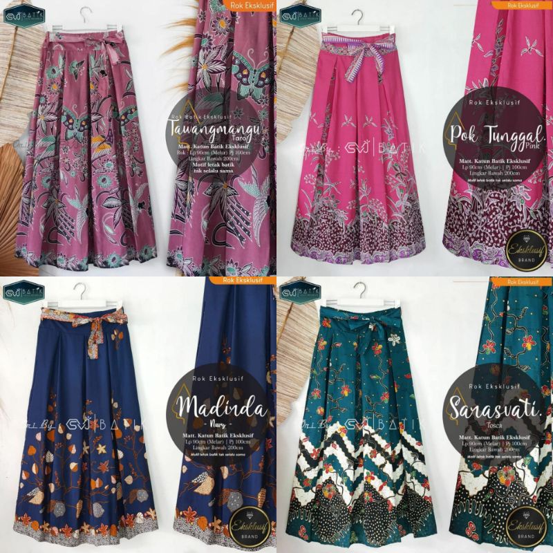 ROK BATIK WARNA PINK , TOSKA, NAVY BIRU