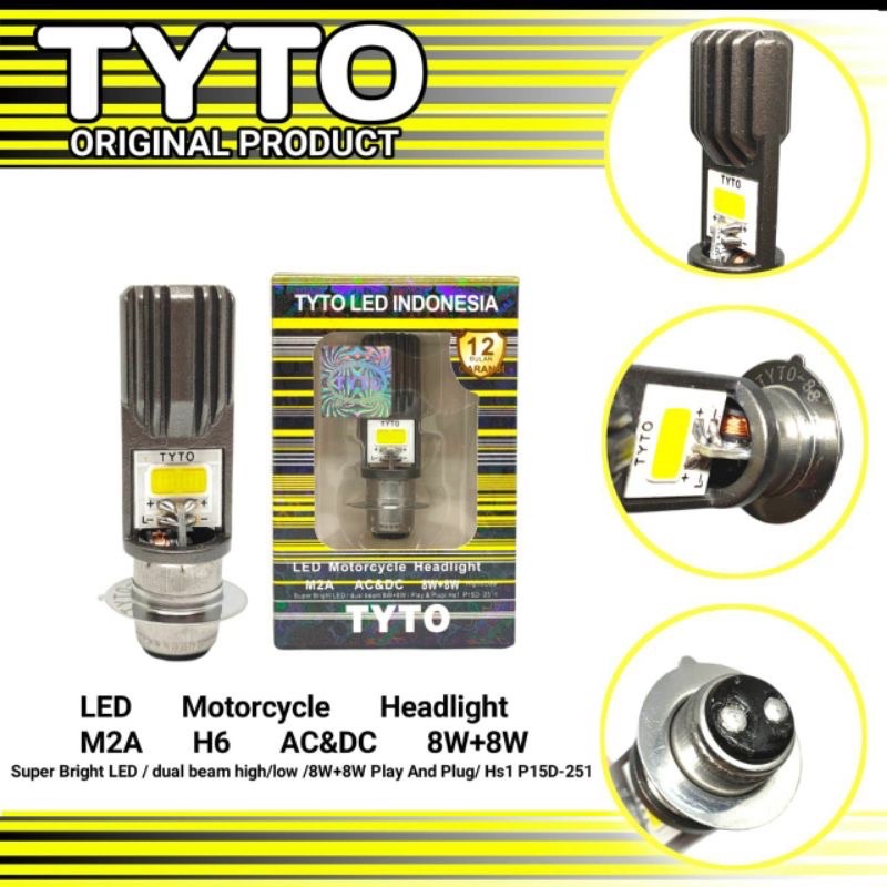 Lampu Led Depan Tyto M2A Headlamp H6 M2A 2 Sisi Bebek Matic AC DC Original TYTO