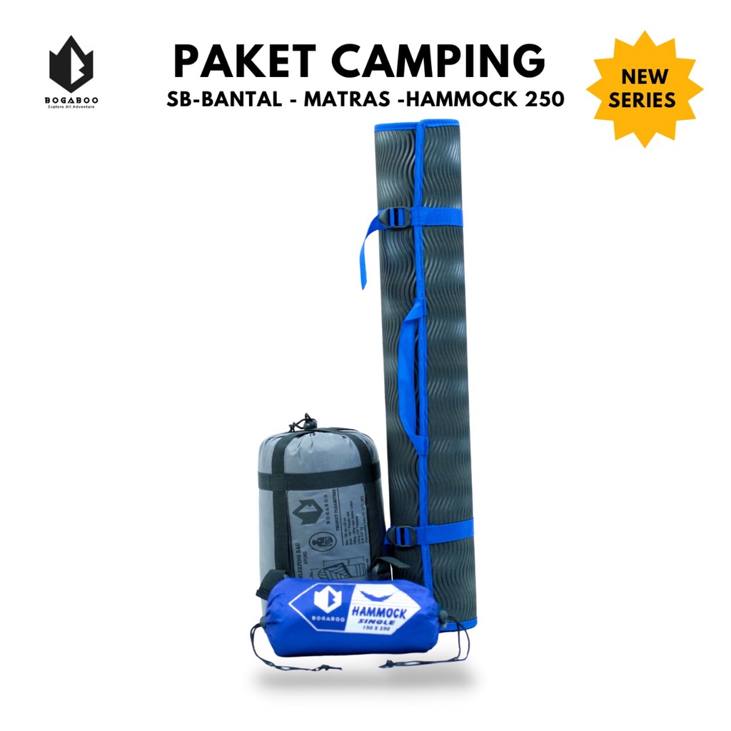 PAKET HEMAT - Paket Matras + Sleeping Bag Bantal BOGABOO  + Hammock Single - matras hiking - matras gunung - sleeping bag polar bantal lotto