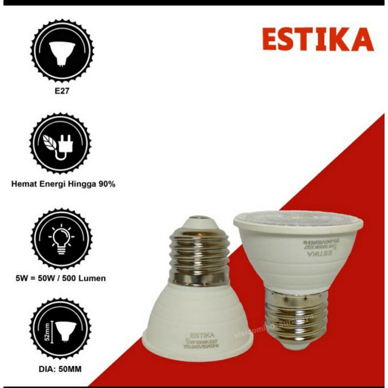 Estika Lampu led sorot halogen Spotlight e27 5Watt. E-27 5W