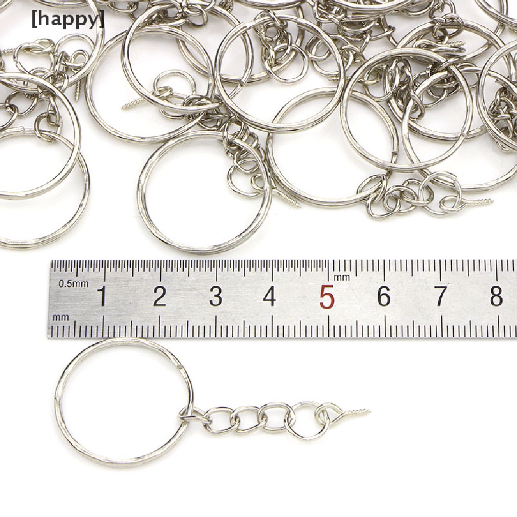 HA 40Pcs Polished Key ring Screw Eye Short Chain Split Ring Connector DIY Jewelry ID