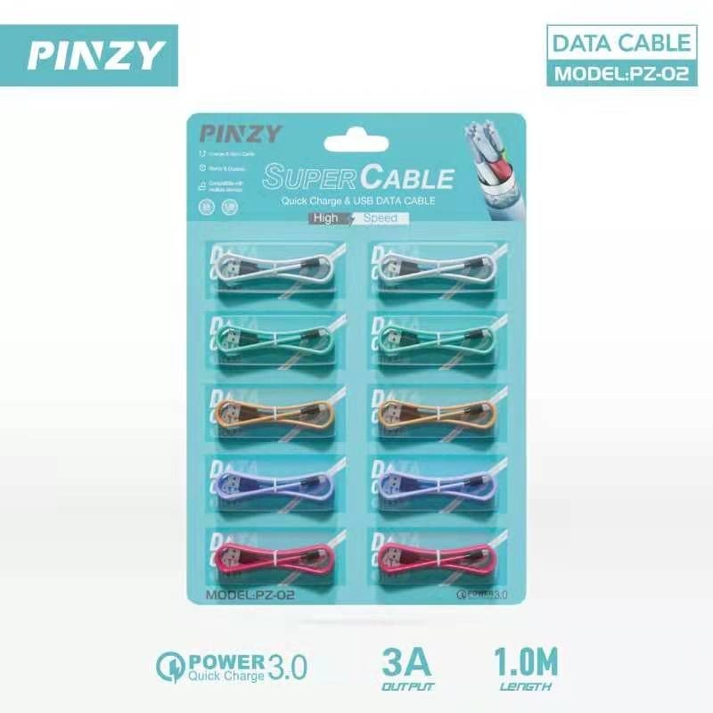 KABEL DATA PINZY PZ02 USB MICRO FAST CHARGING 100% ORIGINAL FULL COLOR Qualcomm 3.0A