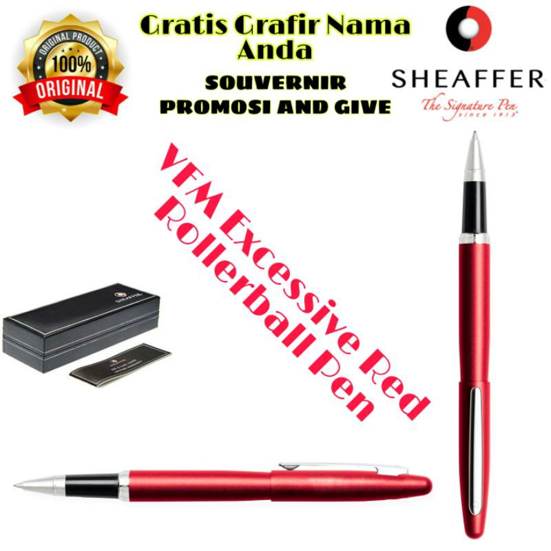 

PULPEN SHEAFFER VFM EXCESSIVE RED BALLPOINT PEN ORIGINAL GRATIS CUSTOM GRAFIR NAMA ANDA