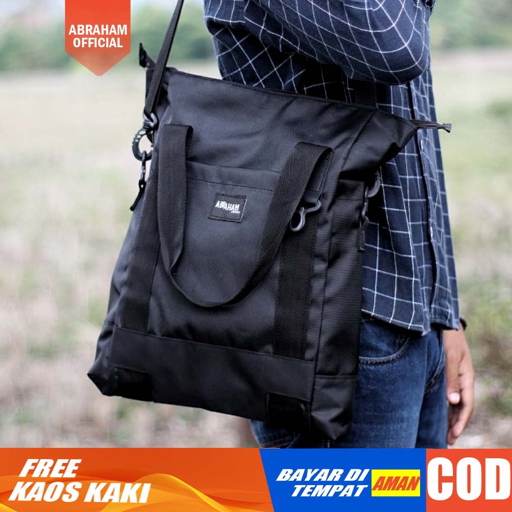 ABRAHAM - TAS SELEMPANG PRIA TOTEBAG PRIA SLING BAG ORIGINAL tas laptop selmpang pria kuliah kerja